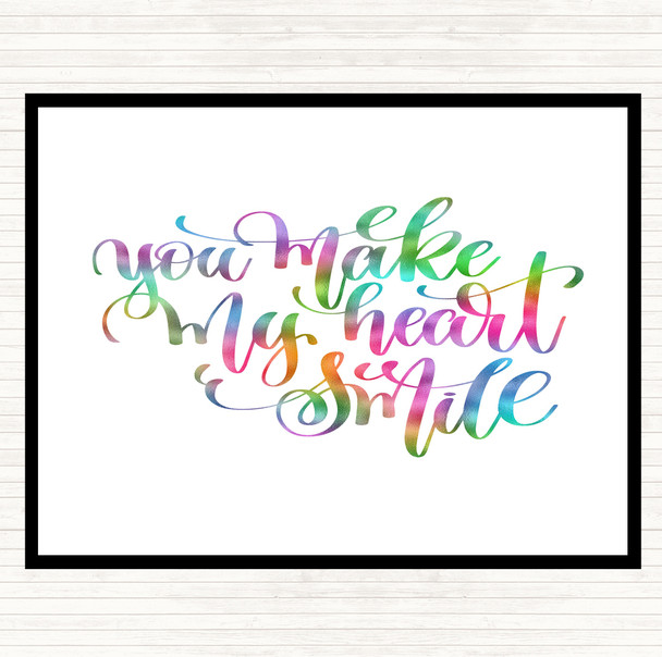 You Make My Heart Smile Rainbow Quote Mouse Mat Pad