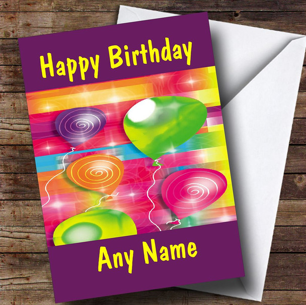 Colourful Party Balloons Personalised Children's Birthday Card