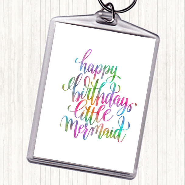 Birthday Mermaid Rainbow Quote Bag Tag Keychain Keyring