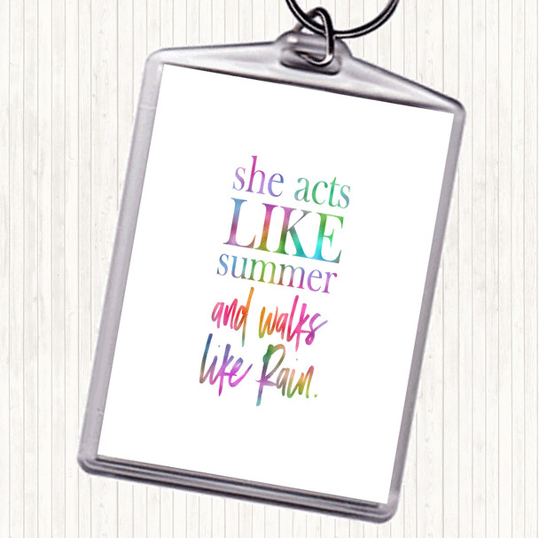 Acts Like Summer Rainbow Quote Bag Tag Keychain Keyring