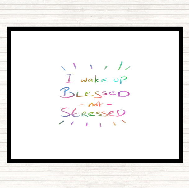 Blessed Not Stressed Rainbow Quote Mouse Mat Pad