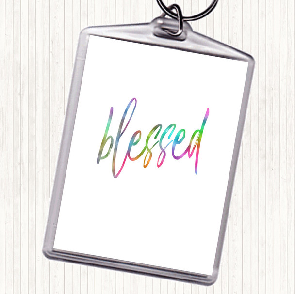 Blessed Rainbow Quote Bag Tag Keychain Keyring