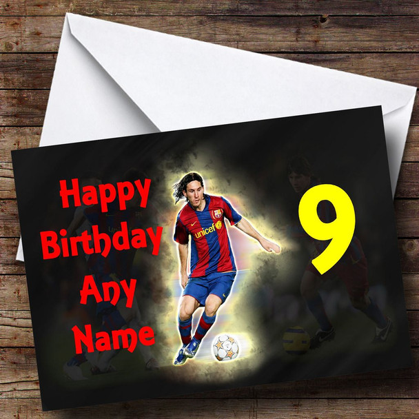 Lionel Messi Long Hair Personalised Birthday Card