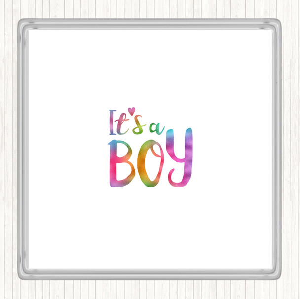 Boy Rainbow Quote Drinks Mat Coaster