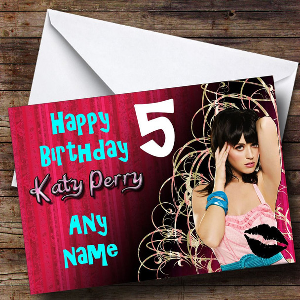 Pink Katy Perry Personalised Birthday Card