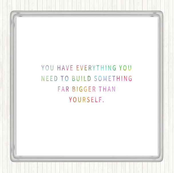 Build Something Bigger Rainbow Quote Drinks Mat Coaster