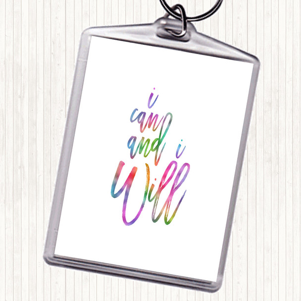 Can And Will Rainbow Quote Bag Tag Keychain Keyring