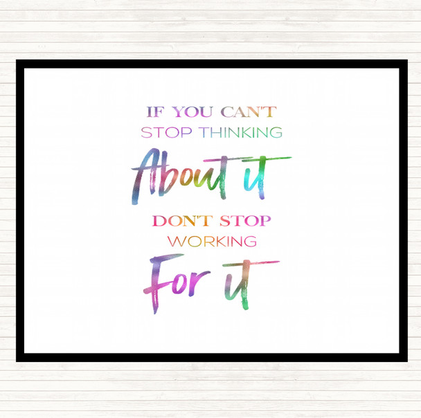 Cant Stop Thinking Rainbow Quote Mouse Mat Pad