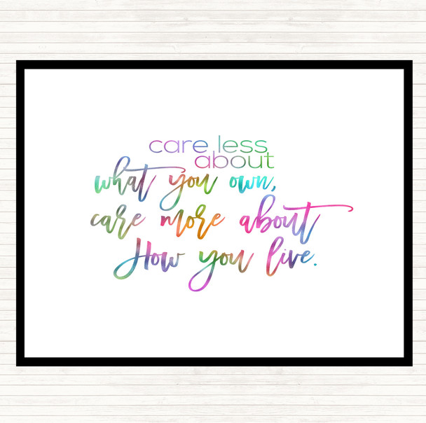 Care Less Rainbow Quote Mouse Mat Pad