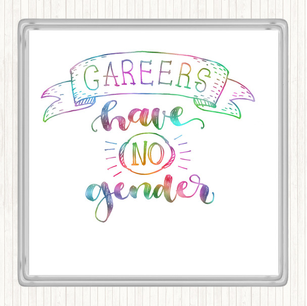 Careers No Gender Rainbow Quote Drinks Mat Coaster