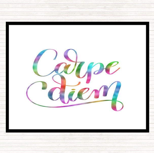 Carpe Diem Swirl Rainbow Quote Mouse Mat Pad