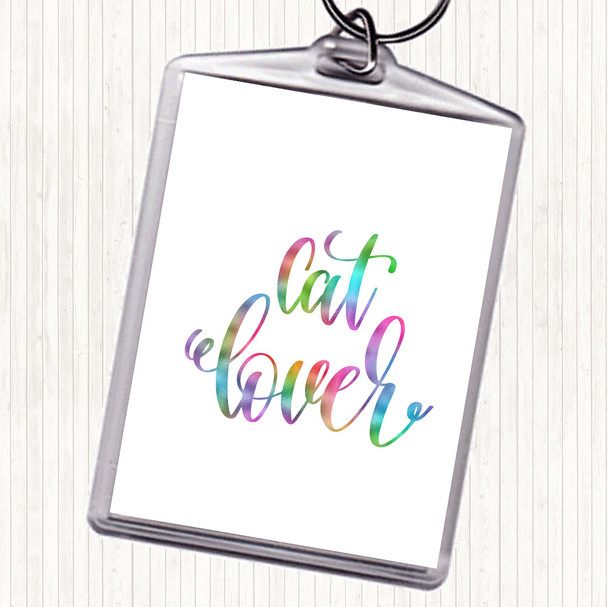 Cat Lover Rainbow Quote Bag Tag Keychain Keyring