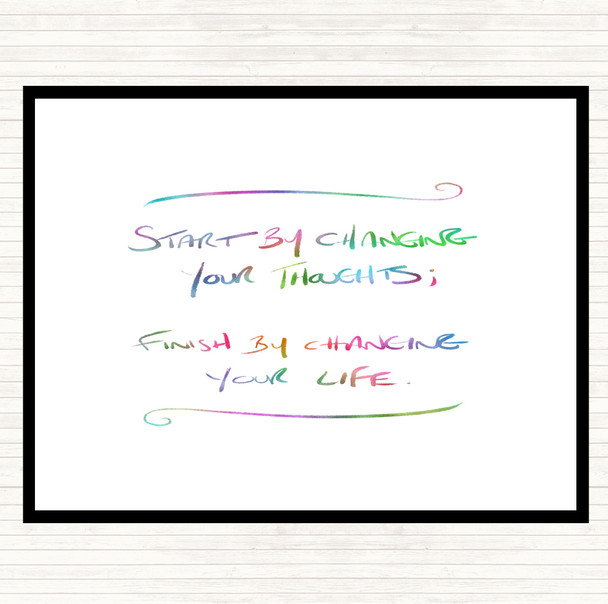 Change Thoughts Rainbow Quote Dinner Table Placemat