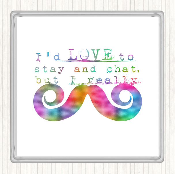 Chat Mustache Rainbow Quote Drinks Mat Coaster