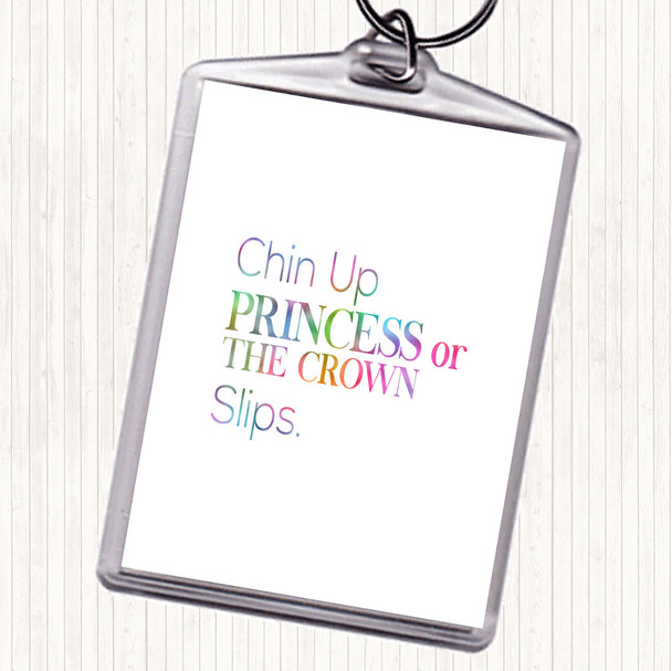 Chin Up Rainbow Quote Bag Tag Keychain Keyring