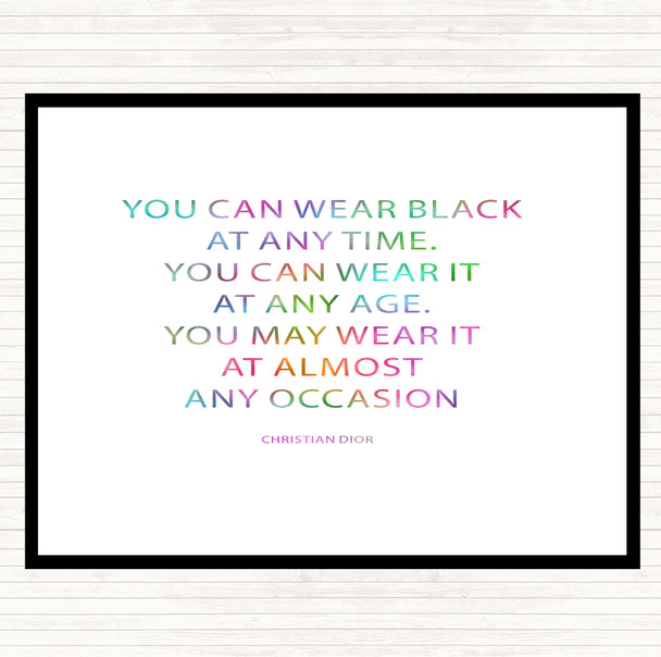 Christian Dior Wear Black Rainbow Quote Dinner Table Placemat