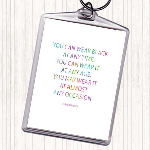 Christian Dior Wear Black Rainbow Quote Bag Tag Keychain Keyring
