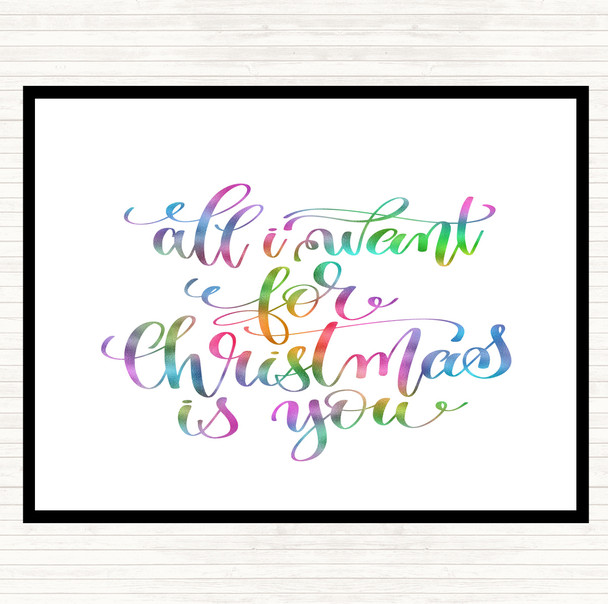 Christmas All I Want Is You Rainbow Quote Mouse Mat Pad