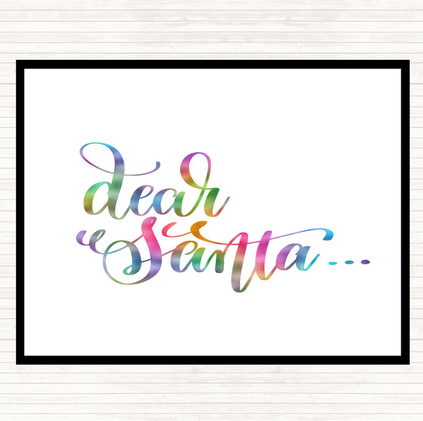 Christmas Dear Santa Rainbow Quote Dinner Table Placemat