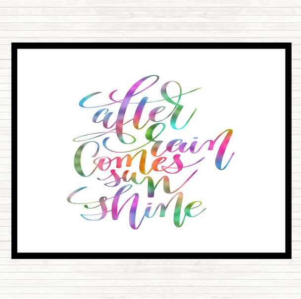 After Rain Comes Sun Rainbow Quote Dinner Table Placemat