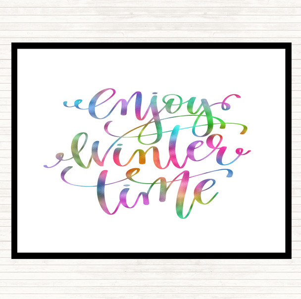 Christmas Enjoy Winter Rainbow Quote Mouse Mat Pad