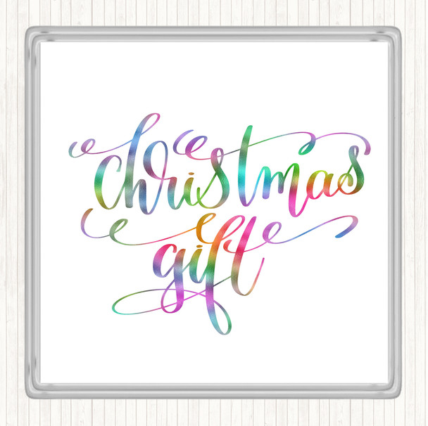 Christmas Gift Rainbow Quote Drinks Mat Coaster