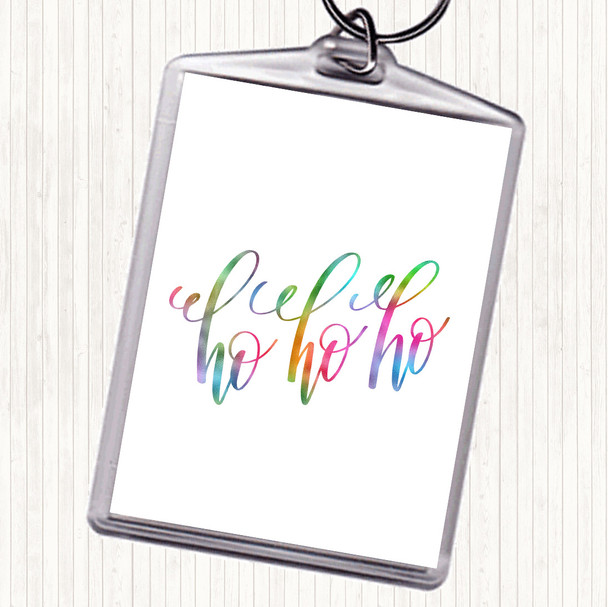 Christmas Ho Ho Ho Rainbow Quote Bag Tag Keychain Keyring