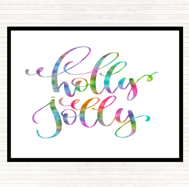 Christmas Holly Rainbow Quote Mouse Mat Pad