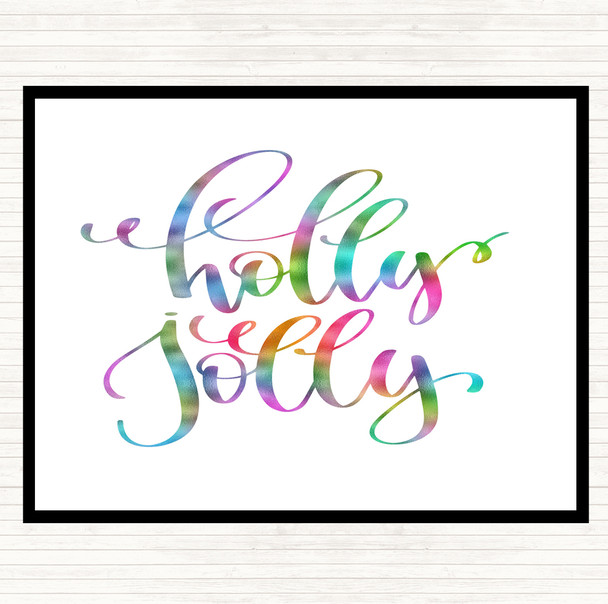 Christmas Holly Rainbow Quote Dinner Table Placemat