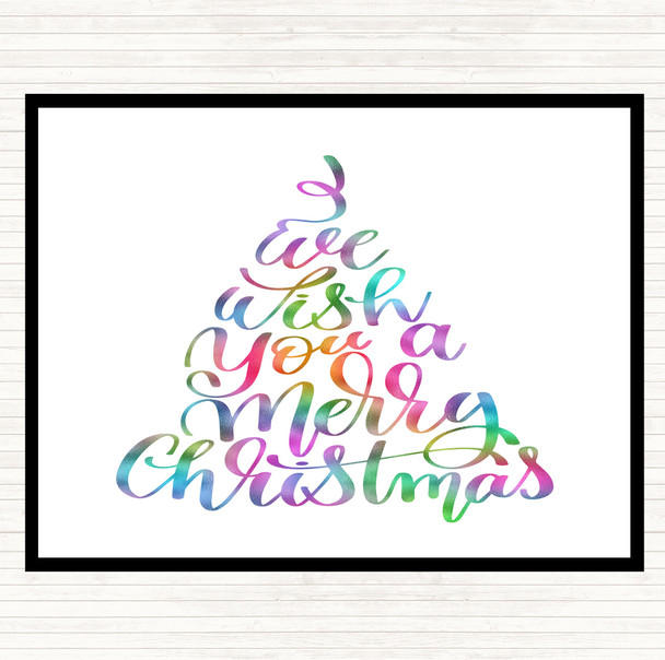 Christmas I Wish You A Merry Xmas Rainbow Quote Mouse Mat Pad