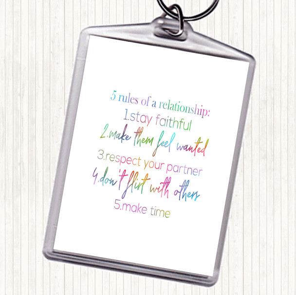 5 Rules Rainbow Quote Bag Tag Keychain Keyring