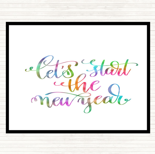 Christmas Lets Start New Year Rainbow Quote Mouse Mat Pad