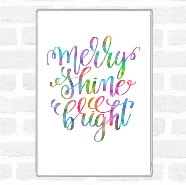 Christmas Merry Shine Bright Rainbow Quote Jumbo Fridge Magnet