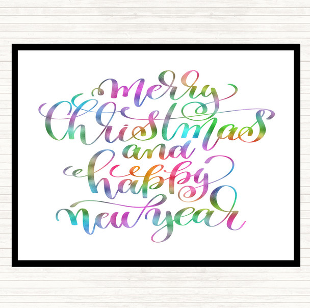 Christmas Merry Xmas New Year Rainbow Quote Dinner Table Placemat