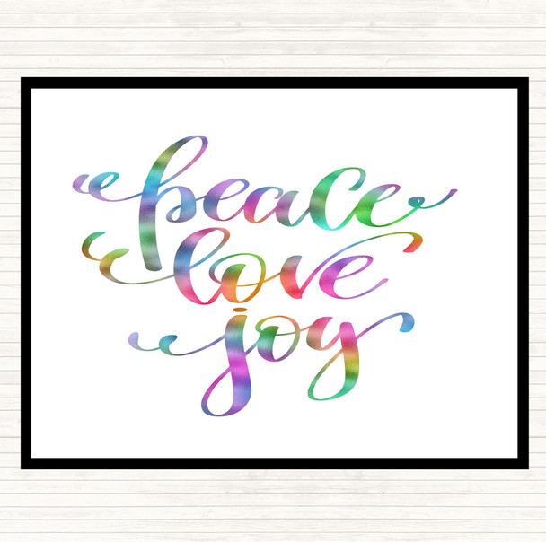 Christmas Peace Love Joy Rainbow Quote Dinner Table Placemat