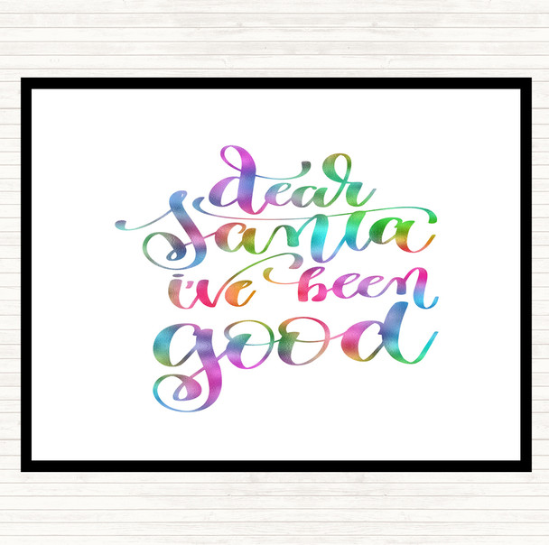 Christmas Santa I've Been Good Rainbow Quote Dinner Table Placemat