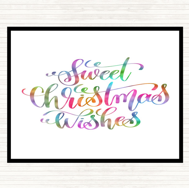 Christmas Sweet Xmas Wishes Rainbow Quote Mouse Mat Pad