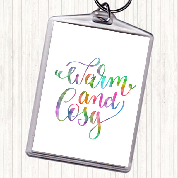 Christmas Warm And Cosy Rainbow Quote Bag Tag Keychain Keyring