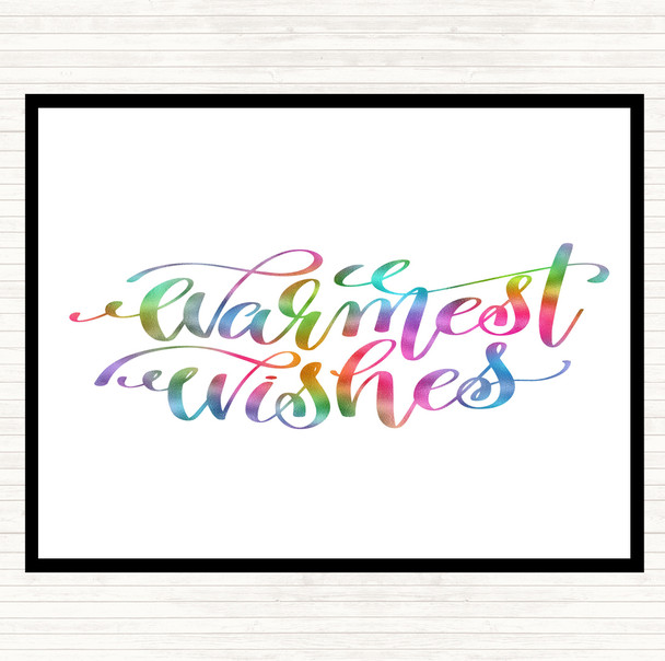 Christmas Warmest Wishes Rainbow Quote Dinner Table Placemat