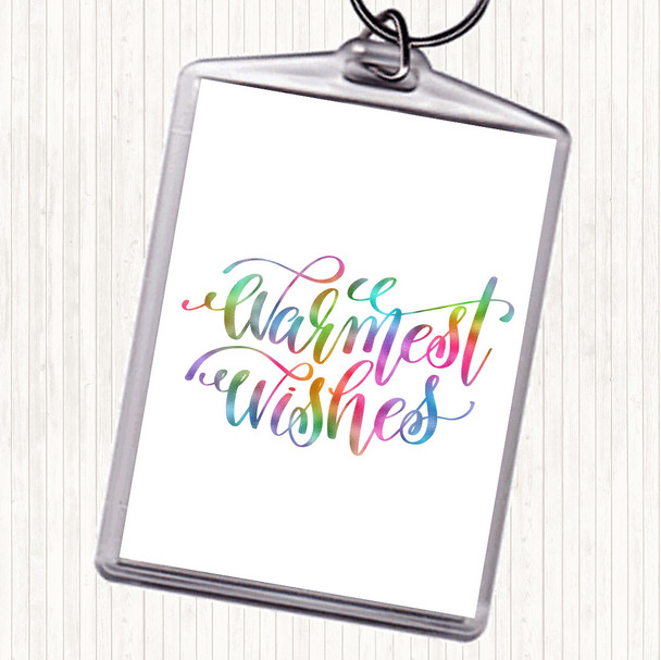 Christmas Warmest Wishes Rainbow Quote Bag Tag Keychain Keyring