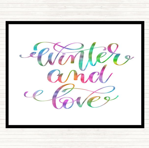 Christmas Winter & Love Rainbow Quote Mouse Mat Pad