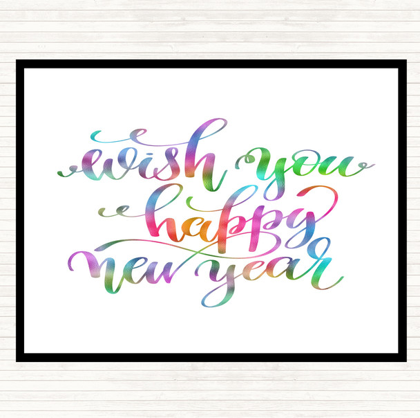 Christmas Wish Happy New Year Rainbow Quote Dinner Table Placemat