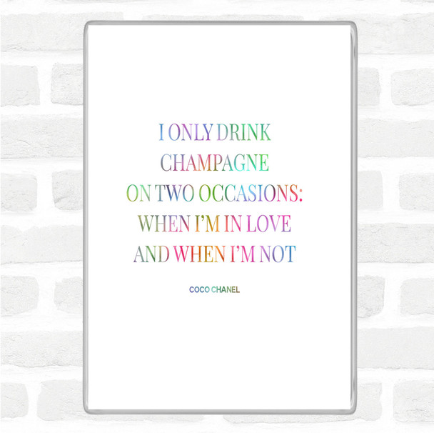 Coco Chanel Champagne Rainbow Quote Jumbo Fridge Magnet