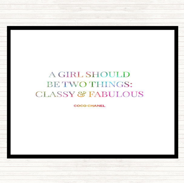 Coco Chanel Classy & Fabulous Rainbow Quote Dinner Table Placemat