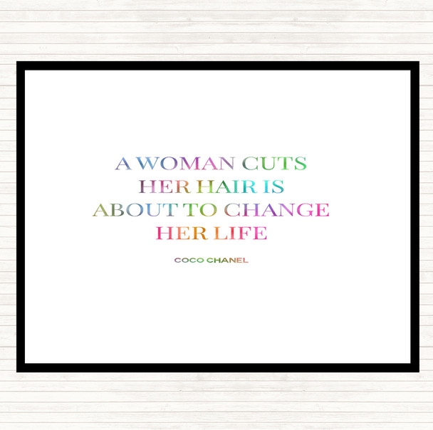 Coco Chanel Cut Hair Rainbow Quote Dinner Table Placemat