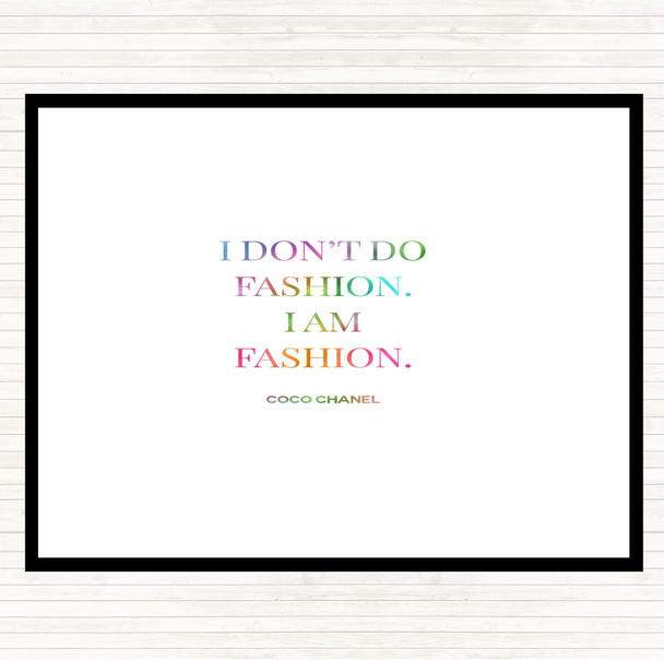 Coco Chanel I Am Fashion Rainbow Quote Mouse Mat Pad