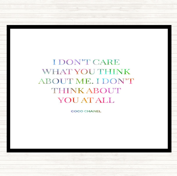 Coco Chanel I Don't Care What You Think Rainbow Quote Mouse Mat Pad