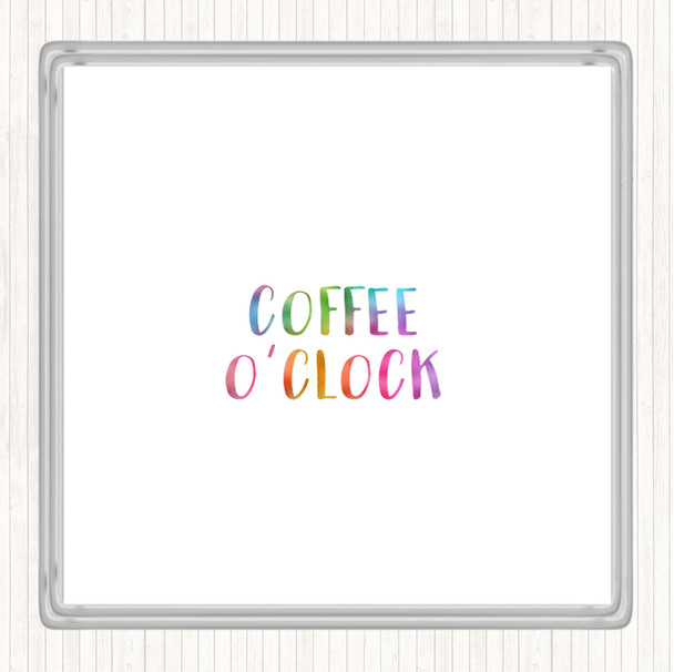 Coffee O'clock Rainbow Quote Drinks Mat Coaster
