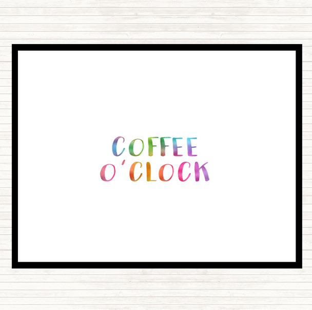 Coffee O'clock Rainbow Quote Mouse Mat Pad