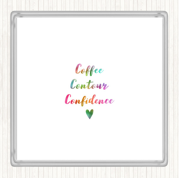 Coffee Contour Confidence Rainbow Quote Drinks Mat Coaster